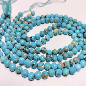 Natural Blue Turquoise Beads: 5mm Round Gemstone Strand