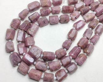 Natural Ruby Faceted Tube Beads, 6/10 9/12mm, Jewelry Making Strand