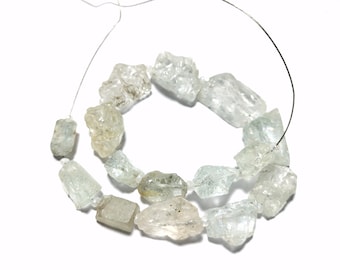 Natural Aquamarine Beads Rough Raw Gemstone 7.5"Inches Strand 10X15 MM Wholesale Price