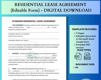 Plantilla de contrato de arrendamiento de vivienda: PDF y Word editables (A4)