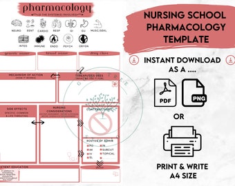 Nursing School Pharmacology Template: Study Guide (Printable PDF)