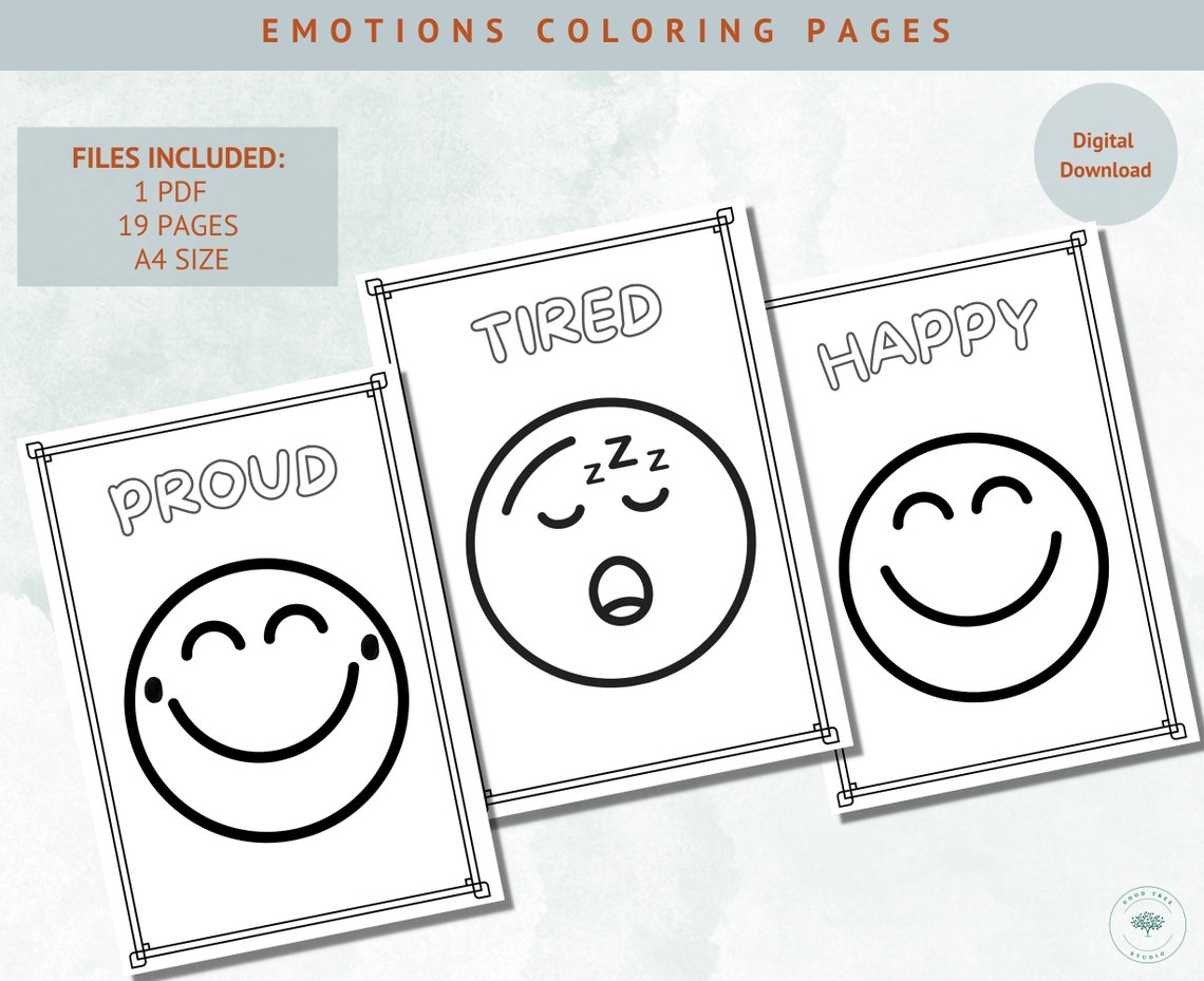 Emotions Coloring Pages, Coloring Activities for Kids, Kids Learning