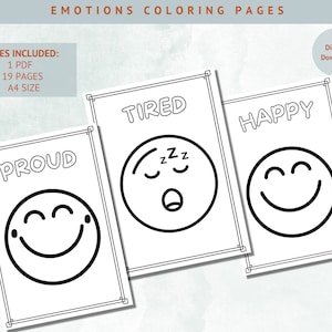 Emotions Coloring pages, coloring activities for kids, kids learning tool, teaching resources, learning tool play therapy, kids feelings