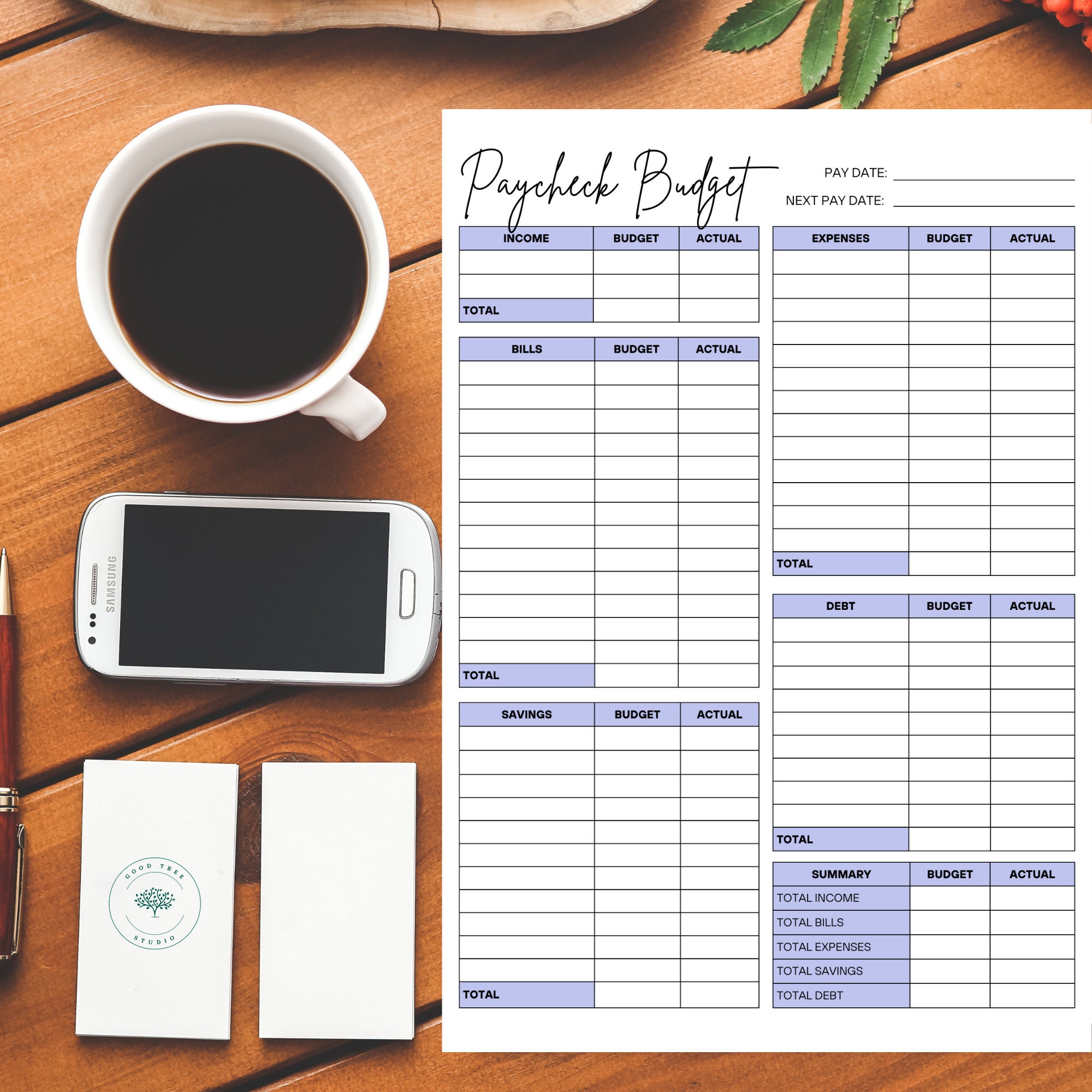 Paycheck Budget Overview Template Printable Paycheck Budget - Etsy