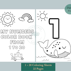 20 Pages De Coloriage Numéros Imprimables, Coloriage, Activités Préscolaires, Feuilles De Travail Kindy, École À La Maison Imprimable, Feuilles Préscolaires