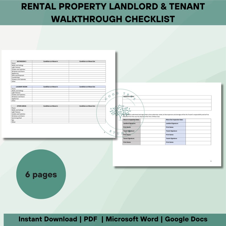 Basic Landlord Tenant Walkthrough Checklist Rental Property Inspection
