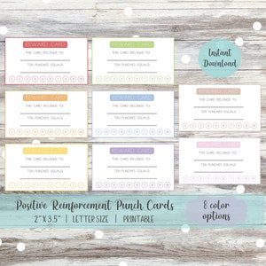 Cartes de visite imprimables pour enfants | Ensemble de 8 cartes de suivi de récompense arc-en-ciel solides pour la thérapie, la salle de classe, le comportement et plus encore
