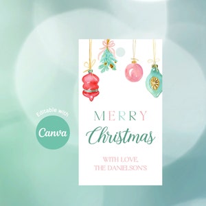 EDITABLE Christmas Gift Tag, Holiday Gift Tag, Christmas Tag, Personalized Christmas Tag 2 x 3.5&quot;, Gift Tag template, Canva Instant Download