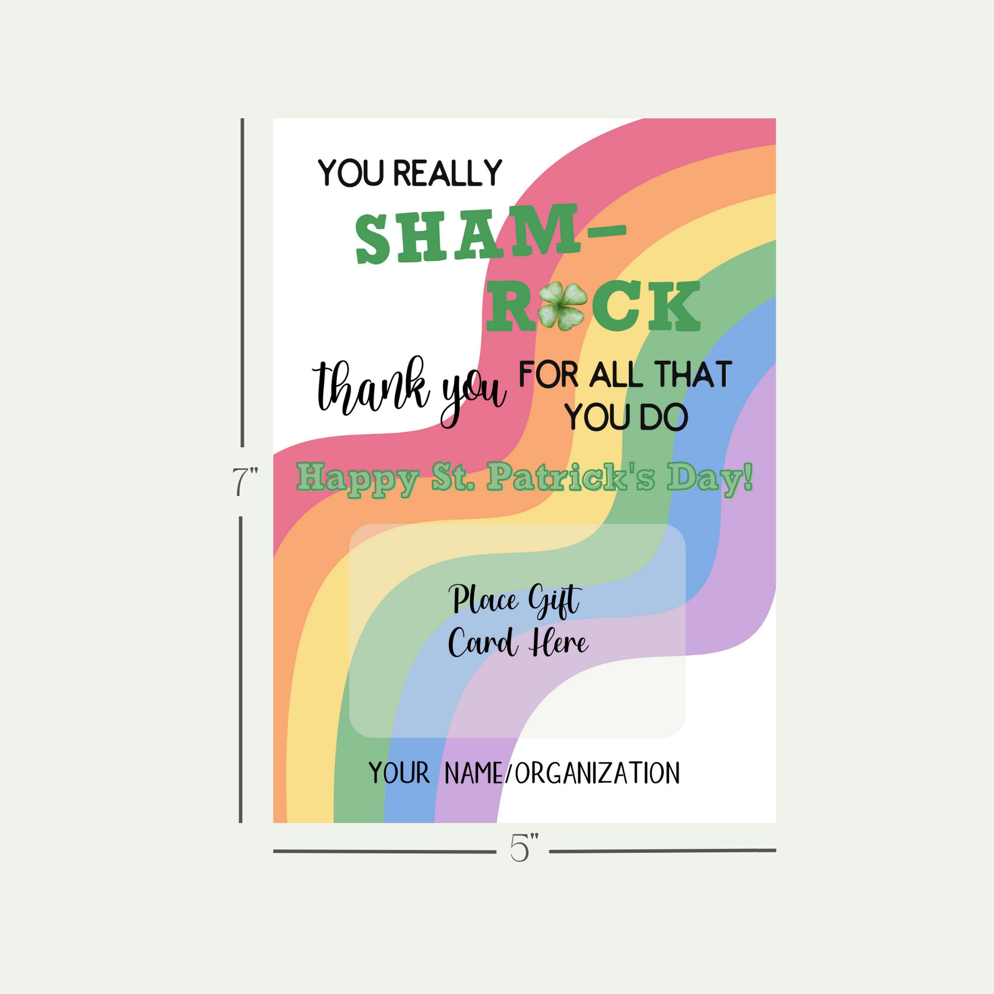 EDITABLE St Patricks Day Appreciation Printable Gift Card Holder, You ...