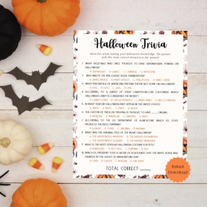Halloween Trivia Printable Game, Printable Halloween Party Game, Office Game, Halloween Game Night, Halloween Trivia Night, Holiday Game Fun