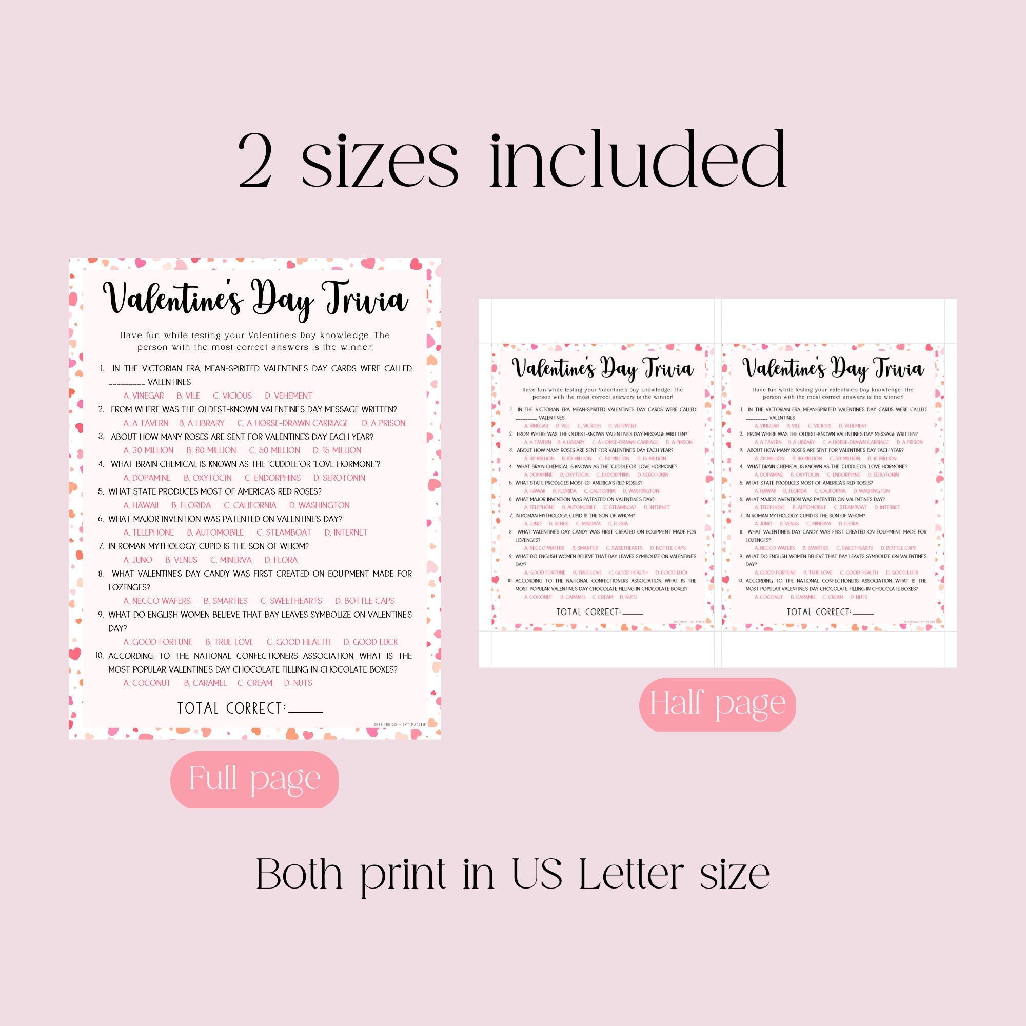 Valentines Day Trivia Printable Game, Printable Valentines Day Party ...