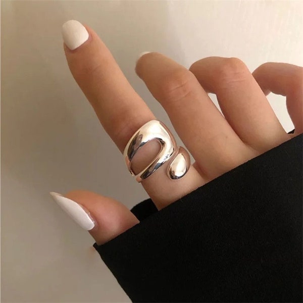 Sterling Silber Ring, verstellbarer Ring, Statement Ring, Daumen Ring, Chunky Ring, handgemachter Wickelring