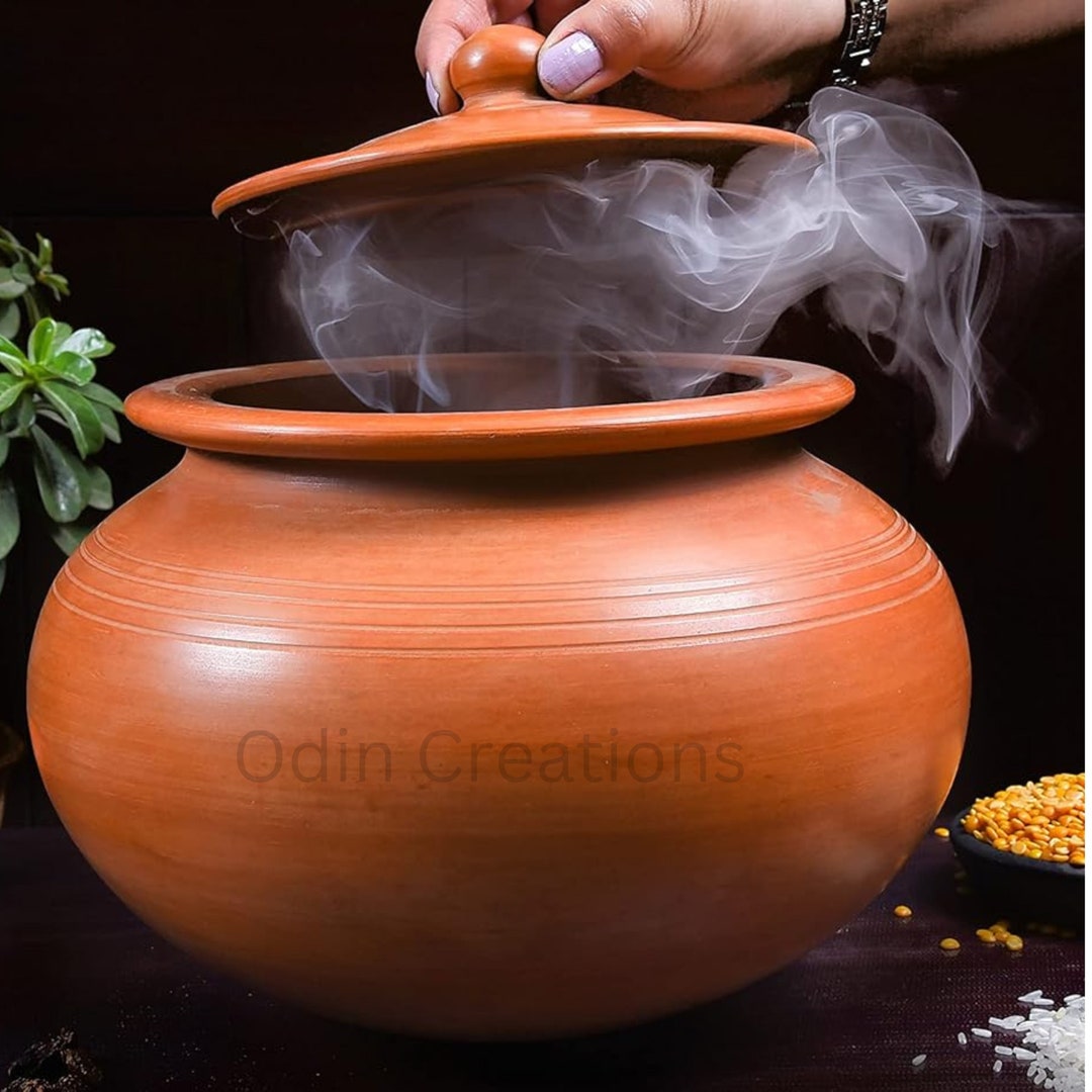 Unglazed Clay Pot for Cooking With Lid/ Earthen Pot for Cooking/ Indian