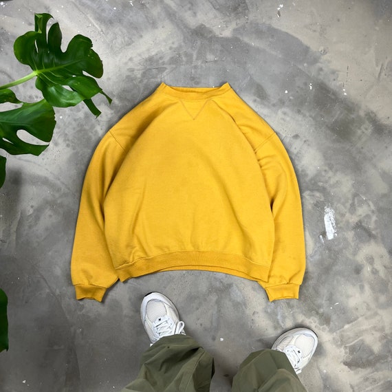 90s Vintage Jerzees Boxy Blank Sweatshirt Yellow - image 1