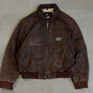 Blouson en cuir de vol 786 US Air Force vintage marron L