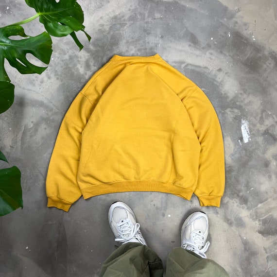 90s Vintage Jerzees Boxy Blank Sweatshirt Yellow - image 4