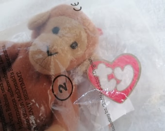 Mono Bongo TY Teenie Beanie vintage de 1998 - Juguete de la Cajita Feliz de McDonald's (Nuevo en paquete)