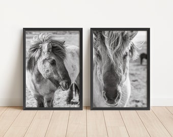 Icelandic Horses Black & White - Digital Download | Iceland Horses Printable | Scandinavian Wall Art