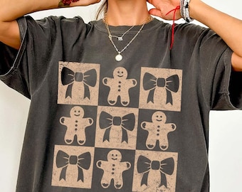 Camiseta de jengibre de colores cómodos, linda camiseta navideña, camiseta de hombre de jengibre, camiseta de vacaciones para mujer, camiseta de invierno, regalo para panadero, camiseta navideña