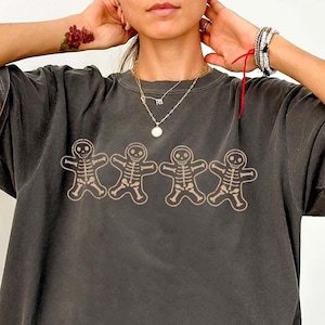 T-shirt squelette en pain d'épice Noël couleurs confort T-shirt bonhomme en pain d'épice T-shirt femme vacances T-shirt hiver cadeau pour boulanger Noël