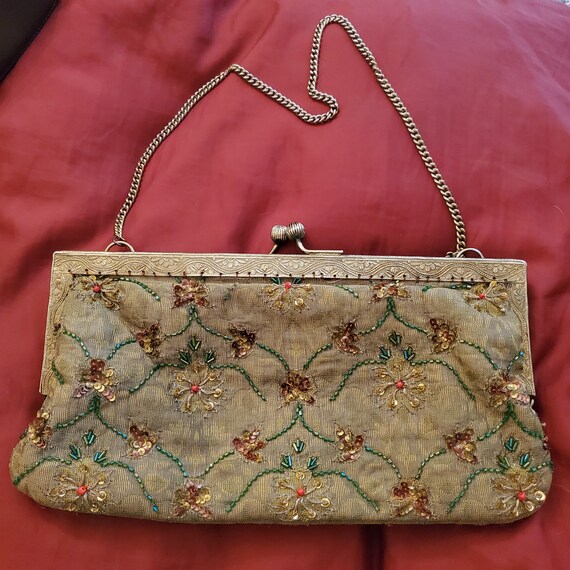 Vintage Christiana Green Beaded Purse