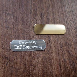 Short Aluminium Trophy Plate Plaques  - Measures 50 x 16 mm - 2 Colours - Self Addesive - Ideal for Arts & Craft, Name tags, Jewellery boxes