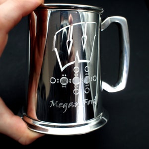 Personalised Hand Made Pewter Tankard - Superb Wedding, Retirement, Birthday Boxed Gift, Your own Text Logo Engraved
