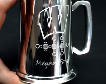 Handmade Personalised Pewter Tankard, Custom Engraved Boxed Gift