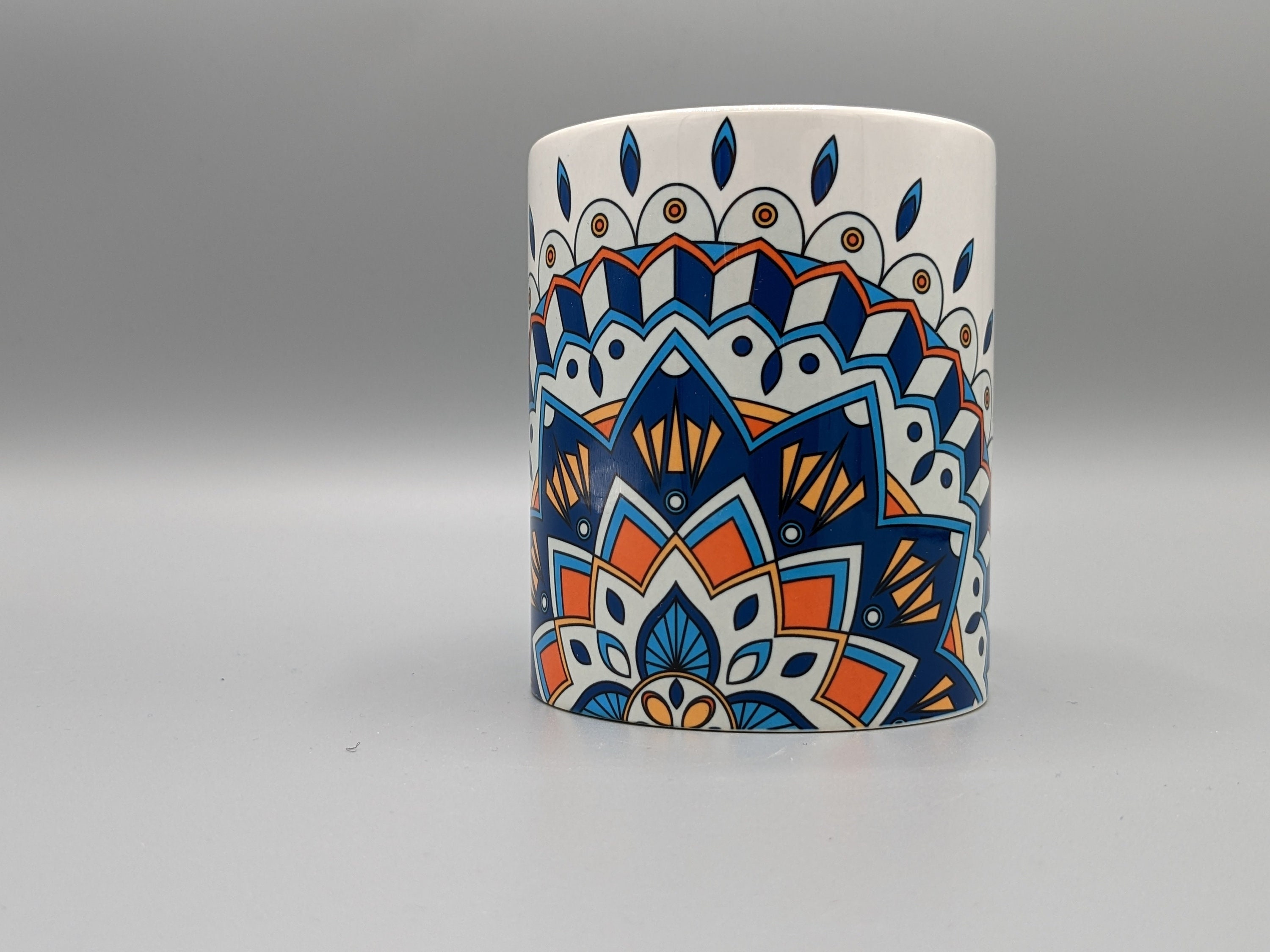 Mug Infuseur en Porcelaine avec Filtre et Couvercle Mandala Doré 400ml