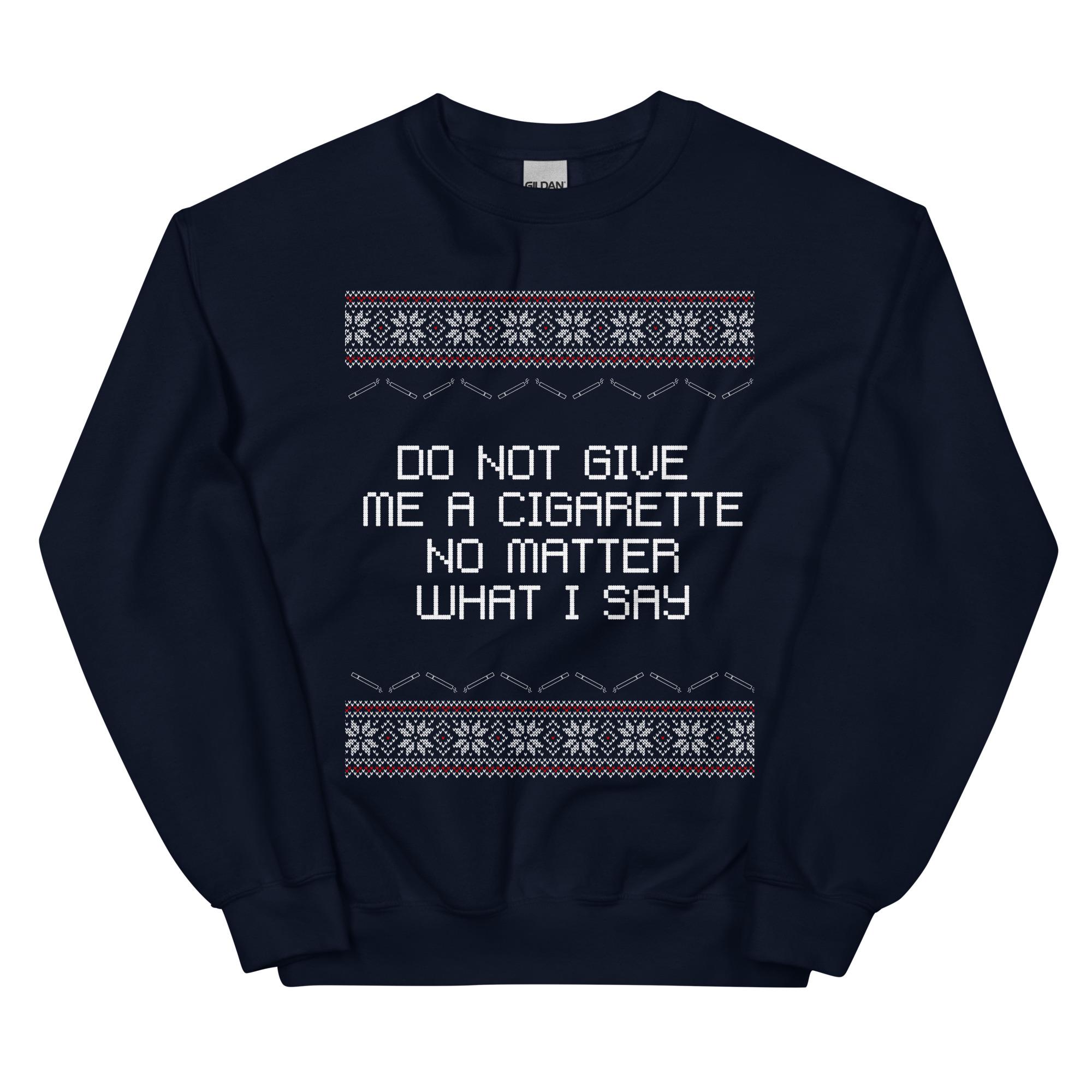 do not give me a cigarette christmas sweater in label. Marlboro Black Menthol Cigarette Ugly