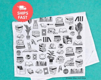 Book Lover Cotton Tea Towel Kitchen Gift for literary gift for her bookworm book club gift for teacher librarian reading gifts