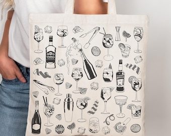 Aperol Spritz Canvas Tote Bag gift under 30 for her bartender mixologist cocktail lover gift for friend  Italian la dolce vita beach tote