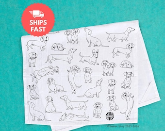 Dachshund Cotton Tea Towel Housewarming hostess Gift for wiener dog lover
