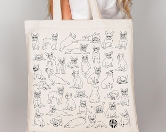 French Bulldog Frenchie Canvas Tote Bag gift under 30 for her dog lover gift cute tote for new puppy gift for him frenchie mom gift