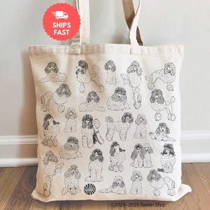 Poodle Tote Bag gift under 30 for dog mom dog dad gift dog lover Fathers day gift for gramdpa Poodle puppy gift for frend cute summer tote