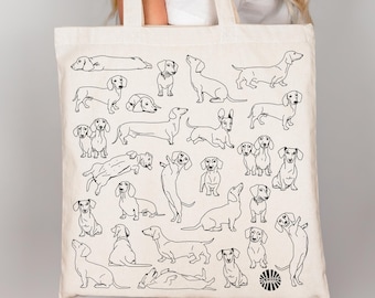 Dachshund Wiener Canvas Tote Bag gift for Dachshund mom dog dad wiener dog lover Doxie Fathers Day gift for friend Weenie birthday gift