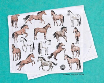 Horse Cotton Tea Towel Farmhouse Kitchen Decor Gift Cowgirl Core Aesthetic