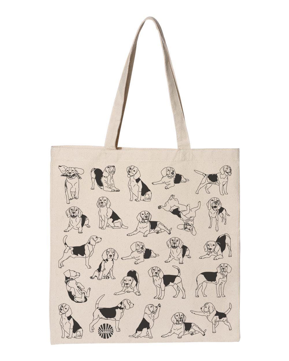 Beagle Mama Canvas Tote Bag - Cute Dog Lover Gift, 14x16 Inch, Durable Canvas With Print, White - View #11