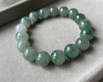 Gradient Forest Green Icy Jadeite Jade Beads Bracelet