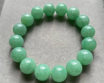 Bright Green Apple Jadeite Jade Beads Bracelet