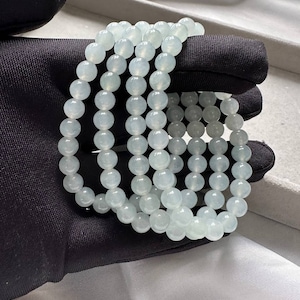 Icy White Jadeite Jade Beads Bracelet (High Translucency)