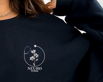 Floral Neuro Nurse sweatshirt, Cute Brain Anatomy Sweater, Neurology student Grad gift, Neuro Psych ICU, Neurologist Medical School student