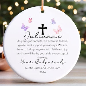 Godparent Ornament Promise to Godchild, Godchild Baptism Gift, Christening Gift to Baby Boy, Girl, Custom Porcelain Ornament from Godmother