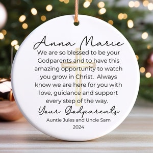 Godparent Ornament Promise to Godchild, Godchild Baptism Gift, Christening Gift to Baby Boy, Girl, Custom Porcelain Ornament from Godmother
