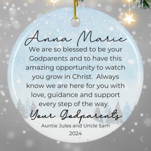 Godparent Ornament Promise to Godchild, Godchild Baptism Gift, Christening Gift to Baby Boy, Girl, Custom Porcelain Ornament from Godmother