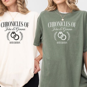 Custom Wedding Anniversary Shirts For Book Lover Couples, Personalized Matching Anniversary Shirts, Milestone Anniversary Gift, Couple Gift