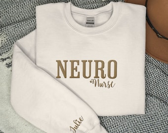 Custom Embroidery Neuro Nurse sweatshirt, Personalized Brain Anatomy Sweater, Neurology student Grad gift, Neuro Psych ICU, Neurologist top