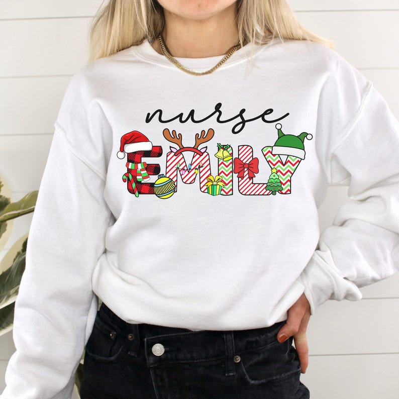 Custom NICU Nurse Christmas Name Sweatshirt, Neonatal Intensive Care