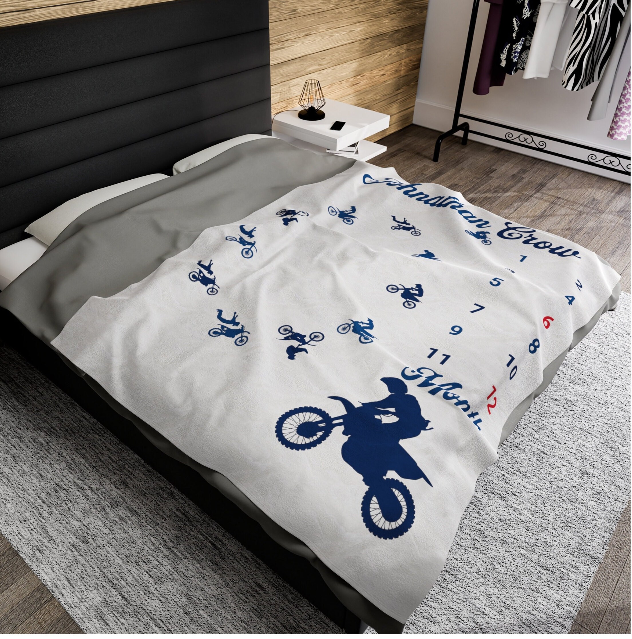 For Him Biker Husband To Wife Behind Me On My Bike Fleece Blanket Sherpa Custom Name/Text