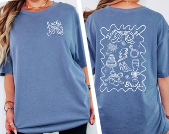Comfort Colors Bride Bridesmaid Shirt, Matching Bridesmaid Shirt, Bridal Party Shirt,  Bridesmaid Gift, Bride Tee, Doodle matching shirt